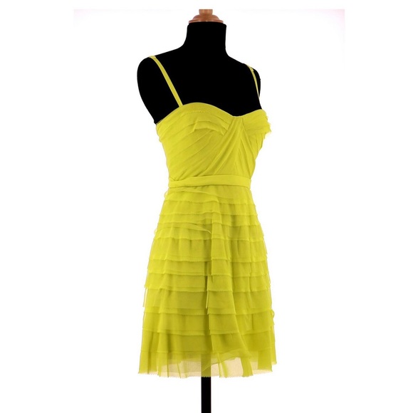 BCBG Max Azria Lime Yellow Cocktail Dress Size 8 - Picture 2 of 4